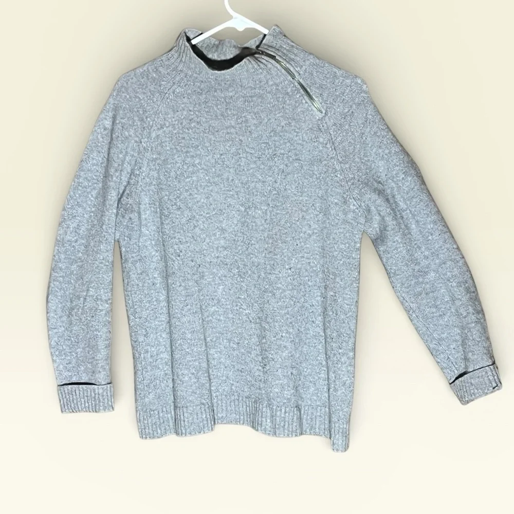 GARNET HILL GRAY 100% CASHMERE ZIPPER NECK SOFT WINTER SWEATER BERY GD COND XL